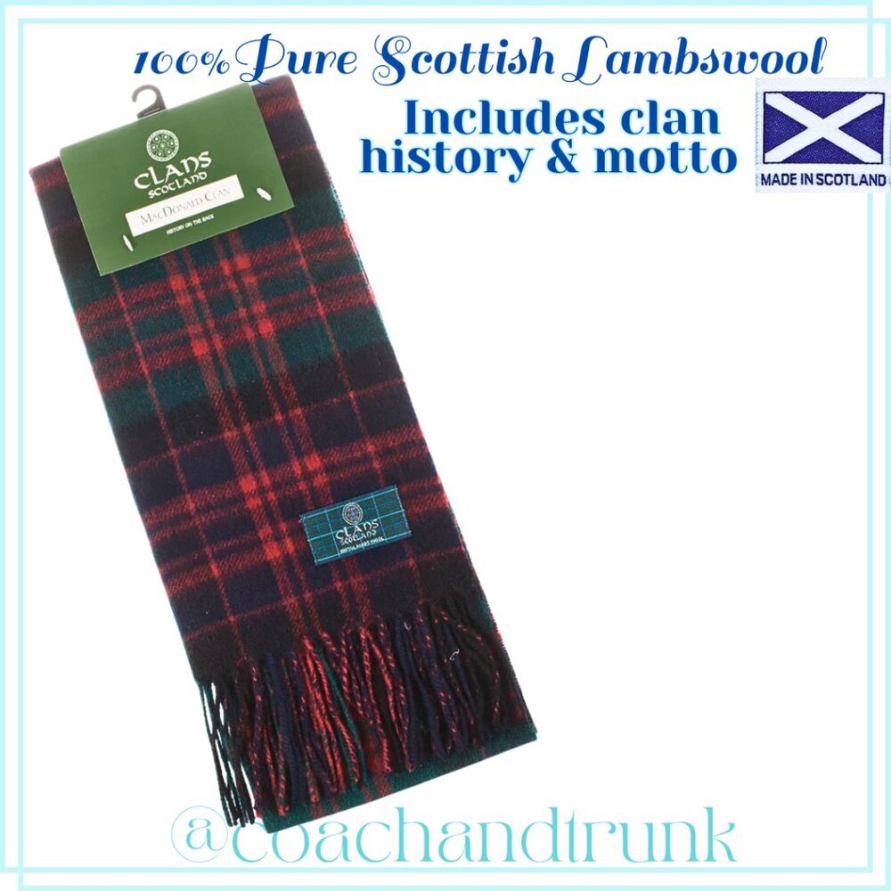 Scarf GUARANTEED 100% Quality Lambswool CLAN HISTORY &‎ MOTTO INCLUDED